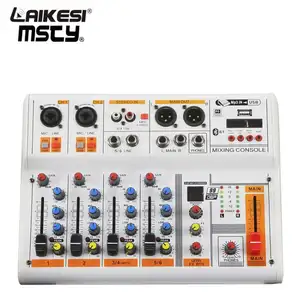 Konsol Mixer Suara 4 Saluran Mini, Mixer Audio USB Kualitas Tinggi