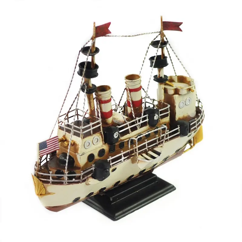 American Boat Vehicles Vintage Handmade Metal Crafts Toy Diecast Model Ship For Decor Retro Ship Models For Table Decoration