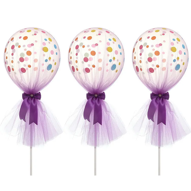 Amazon Top-Seller 12 Zoll transparente Mesh Tupfen Ballon Latex rosa Ballon