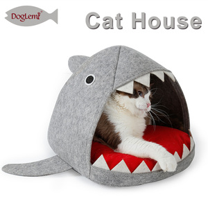 China pet food cat condo shark design cat cave with underblanket electric detachable - Product Image 1