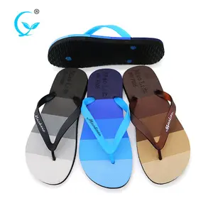 Fancy stripe rainbow thick sole flip flops for men wholesale beach slippers