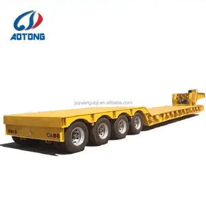 Muatan Berat Multi Axle 4 Axle 60 Ton Tiang Sistem Hidrolik Suku Cadang Kit Tempat Tidur Rendah Semi Trailer Lowboy Trailer untuk Dijual