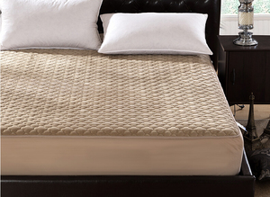 Multi <strong>Quilting</strong> Polyester Mattress <strong>Protector</strong> with Skirt Plain Style Bed Mat for Bedroom - Product Image 4