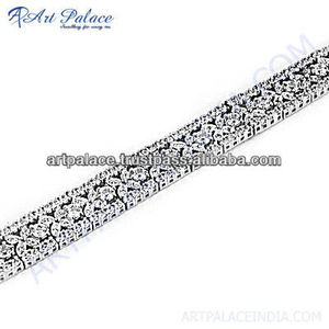 Pulsera de circón cúbico de estilo antiguo delicado, pulsera de diseño Floral de Plata de Ley 925, regalo de joyería de mano para ella - Product Image 1
