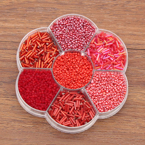 Red assorted glass seed beads kit in bulk glass waist beads