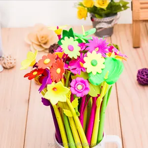 2018 New Creative Office Stationery Lovely Plant Flowers Soft Silicone Gel Pen