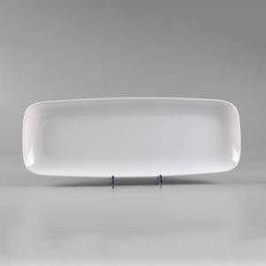 Plato rectangular largo de melamina 100%, plato blanco irrompible de alta calidad para aperitivos y tartas - Product Image 5