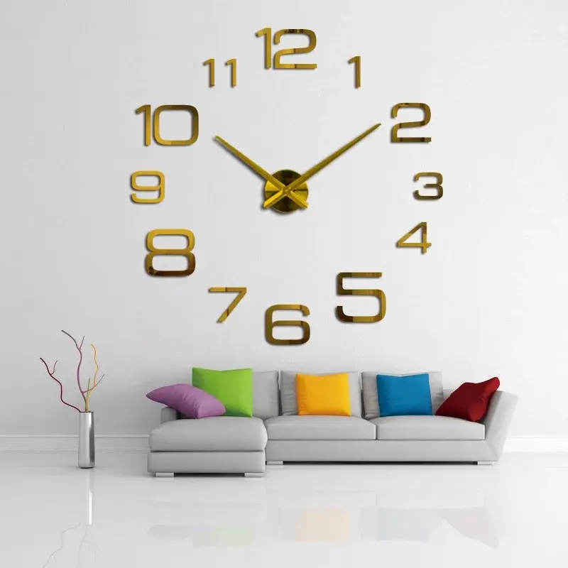 Home decoration large digital Modern design clock ,big decorative sticker wall clocks wall watches unique gift wall clock