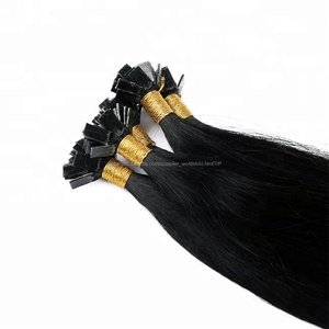 <span class=keywords><strong>Cabello</strong></span> humano <span class=keywords><strong>Natural</strong></span> #1 color ruso trama extensiones de <span class=keywords><strong>cabello</strong></span> de punta plana 8-32 "<span class=keywords><strong>en</strong></span> la acción - Product Image 5