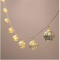 Guirlandes lumineuses décoratives les plus vendues, blanc chaud, 10 à 20 LED, globe marocain en métal, guirlande lumineuse à LED pour la décoration de la maison