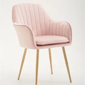 Blush almofada veludo rosa dourada/cromada, para cadeira de café