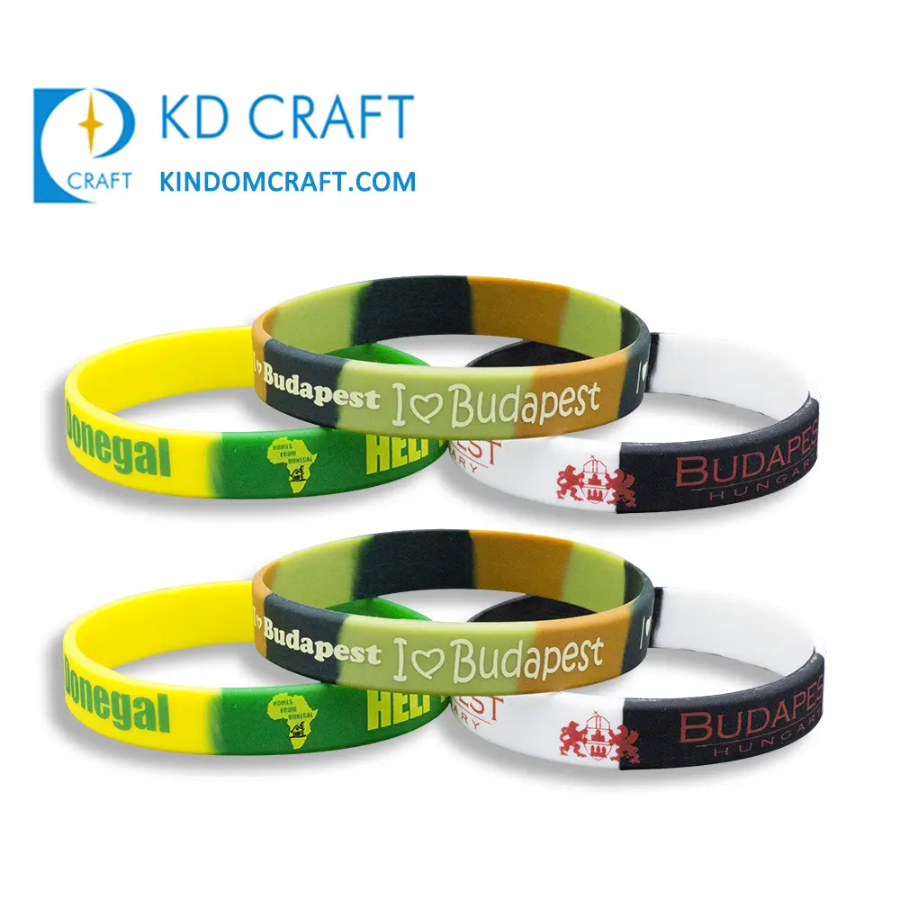 Wholesale promotional silicon rubber bracelet eco friendly tie dye custom camouflage silicone wristband
