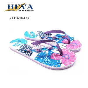 OEM Braid strap Embossed printed eva woman's slippers flip flops