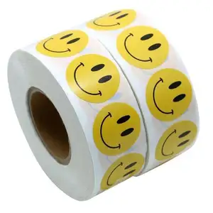1 Inch Ronde Smiley Gezicht Zelfklevende Label Decoratieve Sticker 100 stks op een Roll