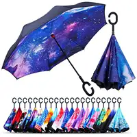 Ok Parapluie 24 pouces Offre Spéciale haute qualité à faible prix promotionnel pas cher C POIGNÉE inversé double couche inverse Parapluie