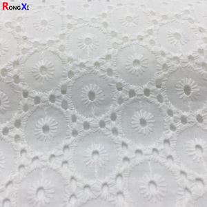 Tela de Encaje Voile Bordado Inglés con Ojales Blancos, de Algodón <span class=keywords><strong>Lyocell</strong></span> Pulido de 210 g/m², Marca Rxf0506, Nueva - Product Image 4