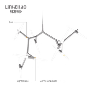 Lustre décoratif en verre de branche d'or noir de pièce moderne de bureau à la maison pour la salle à manger - Product Image 3