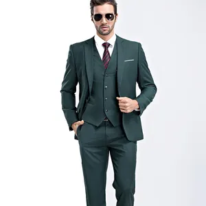 Costume de mariage 3 pièces Slim Fit vert armée pour hommes, smoking, costume quotidien décontracté pour hommes