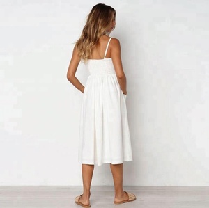 Abito da Spiaggia Lungo Sexy da <span class=keywords><strong>Donna</strong></span>, Stile Semplice Stampato, Senza Maniche, Nuovo <span class=keywords><strong>Modello</strong></span> Estivo - Product Image 5