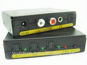 Decodificador de audio digital a analógico con spdif/toslink 3x1 interruptor