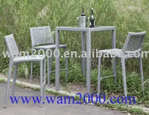 table de barre de rotin de pe de jardin de patio et chaises en aluminium de barre pour extérieur