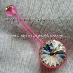 [BF-395] <span class=keywords><strong>Bio</strong></span> Flex vente <span class=keywords><strong>en</strong></span> gros de haute qualité anneaux de ventre banane nombril haltères autrichien grande pierre jauge personnalisée bijoux de Piercing corporel - Product Image 2