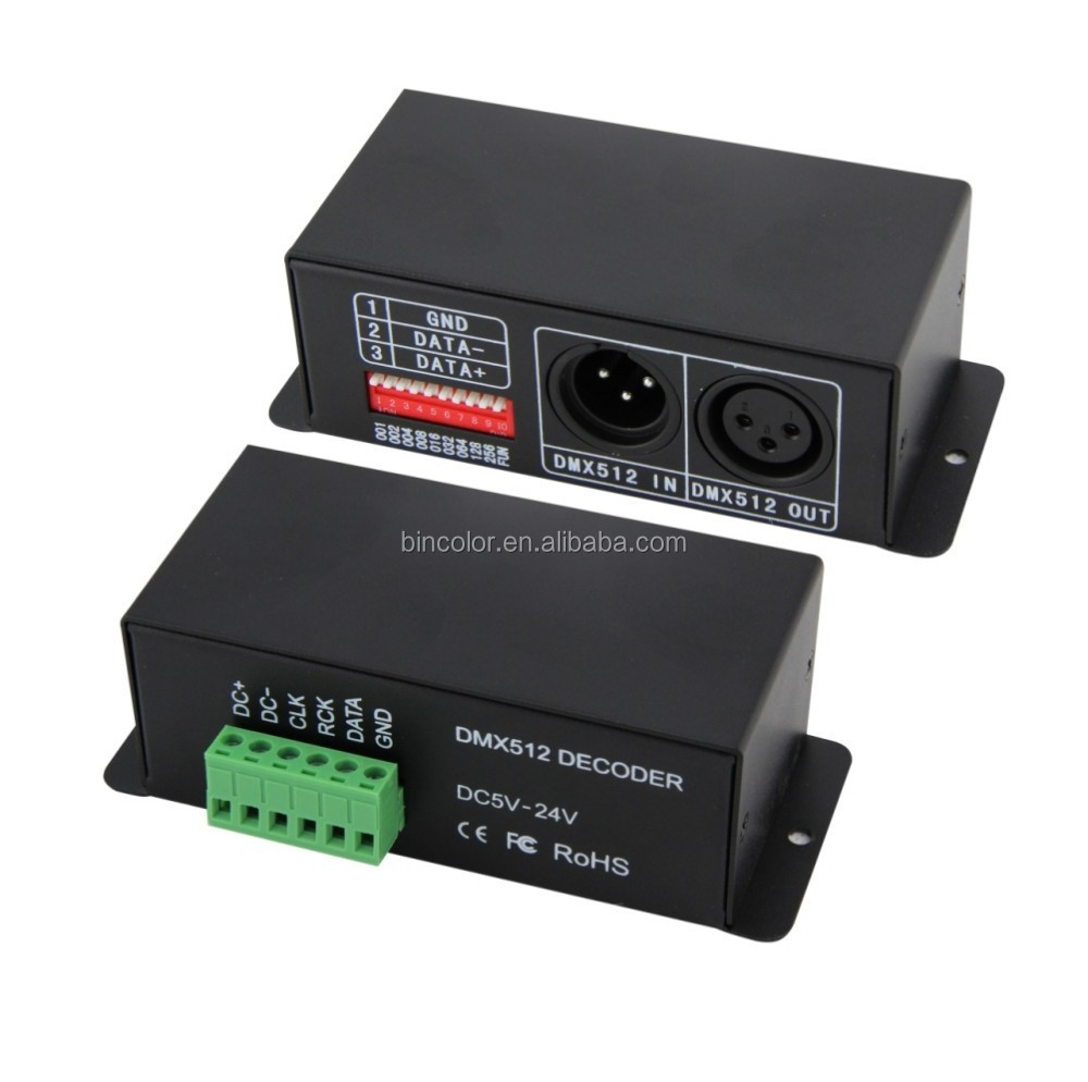 BC-802-2801 Zhuhai bincolor 512 channels DMX to SPI ws2801 decoder DMX512 decoder ws2801 rgb led strip controller