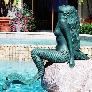 Décoration de natation en laiton sexy <span class=keywords><strong>sirène</strong></span> fontaine statue de jardin grandeur nature extérieure antique bronze <span class=keywords><strong>sirène</strong></span> statue fontaine à vendre - Product Image 1