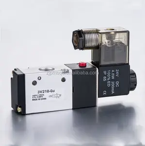 3 Port 2 POS 1/4" BSP Air Solenoid Valve 3V210-08 With LED Light Plug 12v 24v 110v 220v Optional