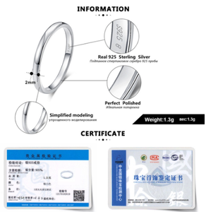 RINNTIN SR74 קלאסי כיפה עדינה ריק באנג זוג חתונה תכשיטי טבעת כסף סטרלינג 925 זמין בהתאמה אישית - Product Image 5