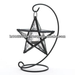 Bougeoir fait à la main en métal et verre pour décoration de Noël et de mariage - Product Image 1