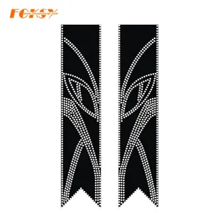 Hotfix Cheer Bow Strip Rhinestone เหล็กบน Transfer Trim Applique