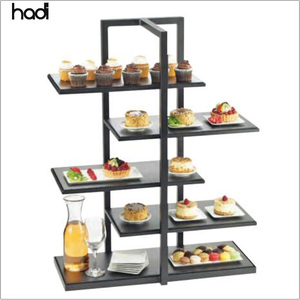 Cheap hotel supplies wholesale afternoon tea stand dessert decorators bulk wooden food display shelf