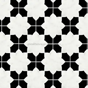 Marble Mosaic Tile On Mesh/white And Black Floor Tiles White Carrara Marble Mosaic