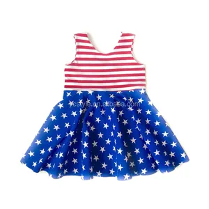 Little Girls Ngày Quốc Khánh Twirl Dress, Cotton Pattern Bé Toddler Twirly Dress Cho 4 Tháng Bảy Quần Áo Trẻ Em