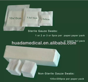 Almofadas de gaze de algodão esterilizado, compressa o cotonete esterilizado descartável 2x2 com o ce isis13485 - Product Image 4