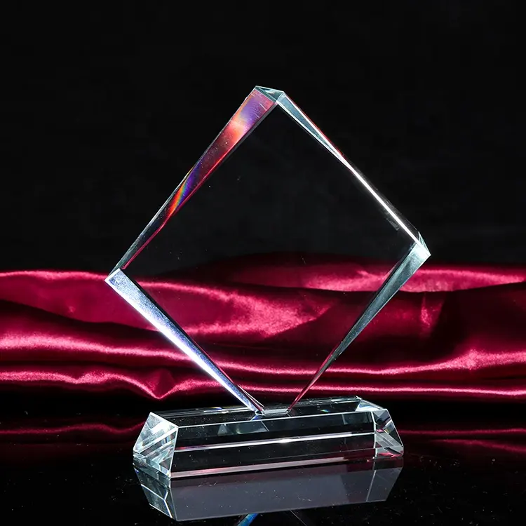 custom high-end creative square awards medal authorization enterprise excellent employee souvenir gift diamond k9 crystal trophy