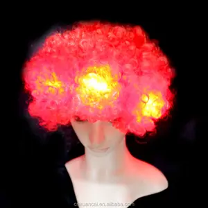 Hot Sale Cheap 100% Polyester fiber led hair afro wig for party