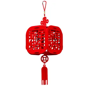 Farol chino de fieltro para decoración de fiestas, suministros de decoración de Año Nuevo, rojo, para tiendas, restaurantes, Chinatown