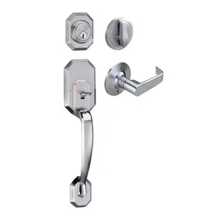 2024 High quality door handle lock Satin Nickel entry safe handleset door gripsets 4 way latch door handle Lock