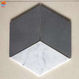 Mosaïque tridimensionnelle en <span class=keywords><strong>marbre</strong></span> naturel sur maille <span class=keywords><strong>effet</strong></span> 3D visuel vue stéréoscopique mosaïque de <span class=keywords><strong>marbre</strong></span> salle de bain carreaux décoratifs muraux - Product Image 4