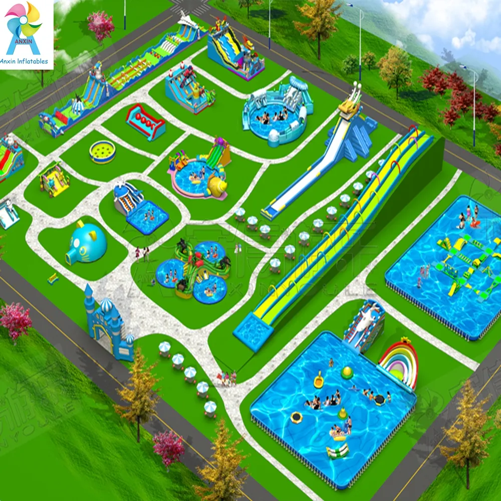 Conception de Plan commercial de parc aquatique gonflable professionnel