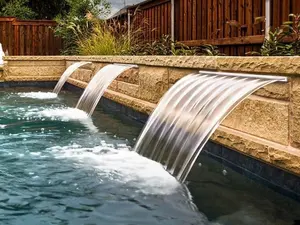 Decoración de piscina de acero inoxidable, cascada de pared inox