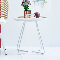 Blanc nordique fer rond table basse table d'appoint canapé table basse meubles de restaurant