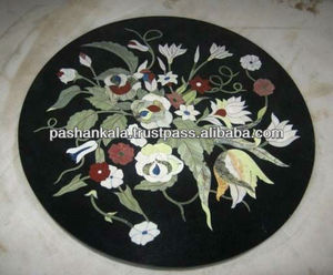 Tableros de Mesa con Incrustaciones de Mármol Negro Semiprecioso - Product Image 1