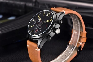 Fabbrica di Shenzhen Grande Momenti del Quarzo Del Mens Braccialetto di Cuoio Della Cinghia Della Vigilanza Della Mano - Product Image 3