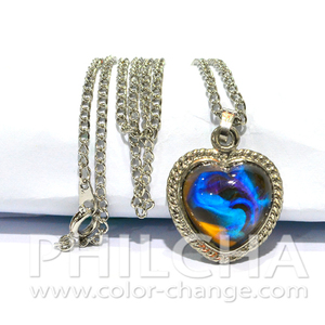 Collier pendentif Philcha Vintage Ocean's Mystique en alliage de zinc 20 mm avec pierre d'humeur changeante de couleur en forme de cœur et chaîne métallique de 18 pouces - Cadeau - Product Image 5