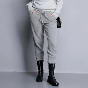 2024 Custom Cashmere Jogger Sweatpants Plus Size Grosso Slim Lã Cashmere Calças De Malha Mulheres 100% Cashmere Calças