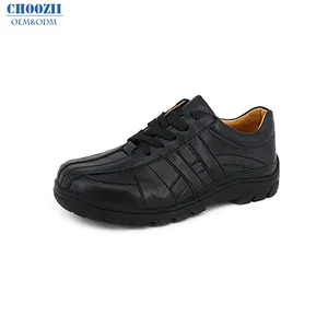 Choozii OEM guangzhou Manufacturer Kids Black Uniform TPR Leather Children Primary Secondary School Walking Shoes Boys