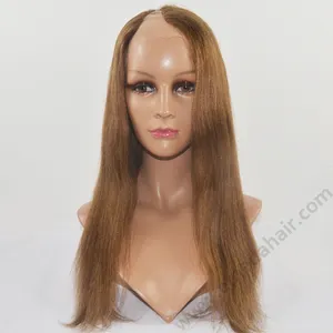 2014 nueva moda belleza u parte pelucas recto medio de 100% cabello humano u parte Peluca de encaje completo